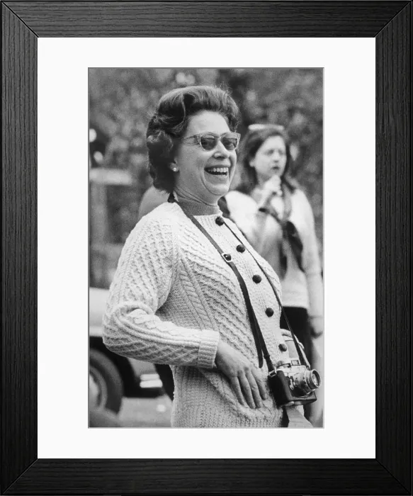 Framed Print : Queen Elizabeth In Sunglasses Laughing Framed Print : Queen Elizabeth In Sunglasses Laughing