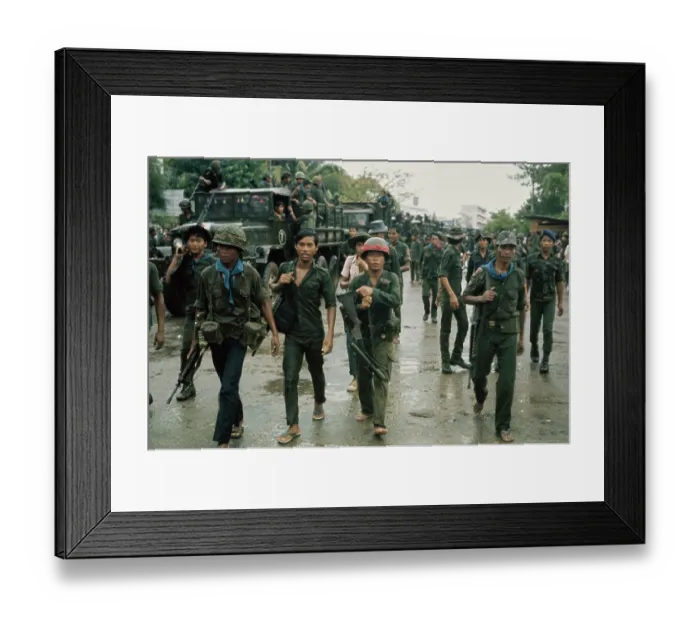 Framed Print : Cambodian Troops Demonstrate for Pay Framed Print : Cambodian Troops Demonstrate for Pay