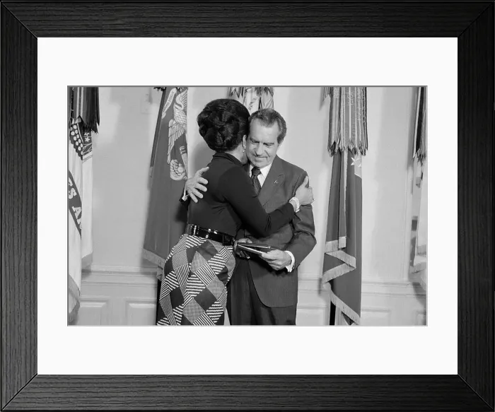 Framed Print : Mrs.Roberto Clemente Hugs Pres. Nixon Framed Print : Mrs.Roberto Clemente Hugs Pres. Nixon