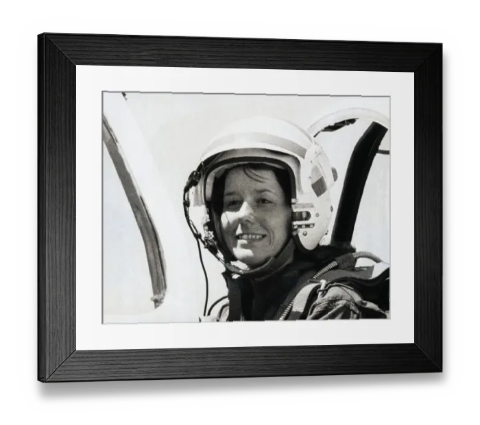 Framed Print : Judith Ann Neuffer in Flight Helmet