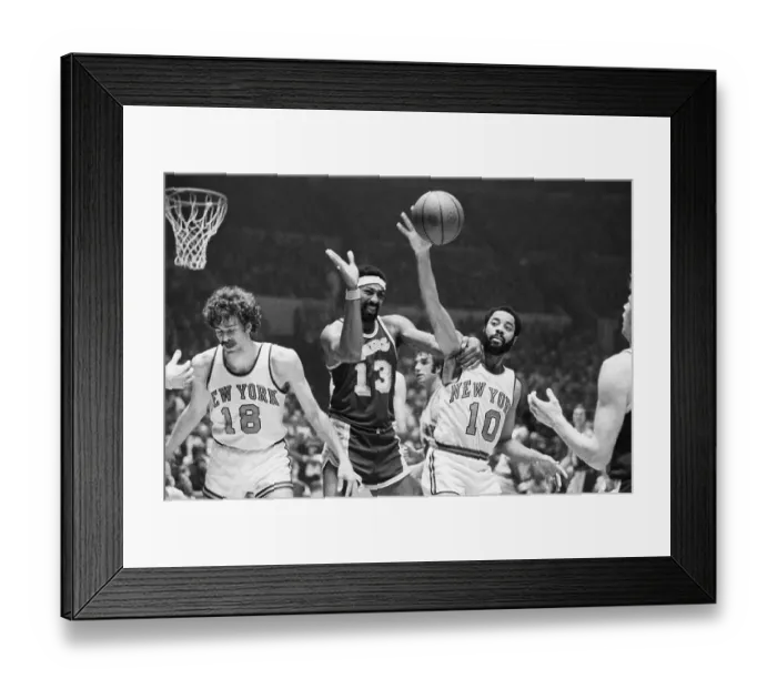 Framed Print : Wilt Chamberlain and Walt Frazier Going for Ball Framed Print : Wilt Chamberlain and Walt Frazier Going for Ball