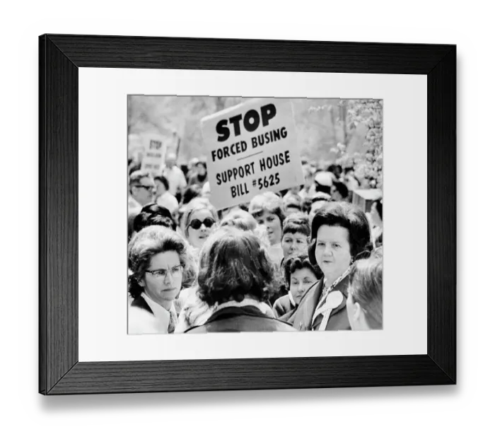 Framed Print : Anti-Busing Demonstrators with Louise Hicks