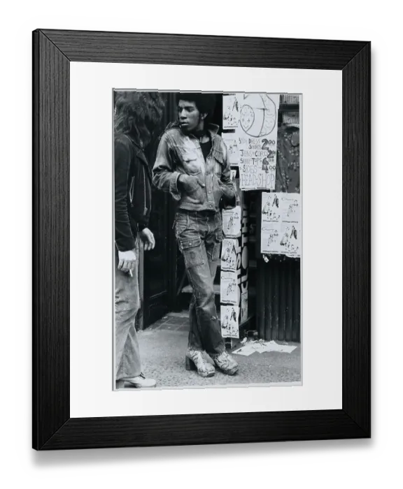 Framed Print : Man Wearing Snake-Skin Platform Boots Framed Print : Man Wearing Snake-Skin Platform Boots