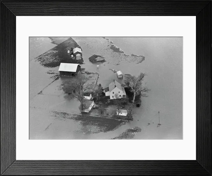 Framed Print : Farm Covered with Water After Levee Broke Framed Print : Farm Covered with Water After Levee Broke