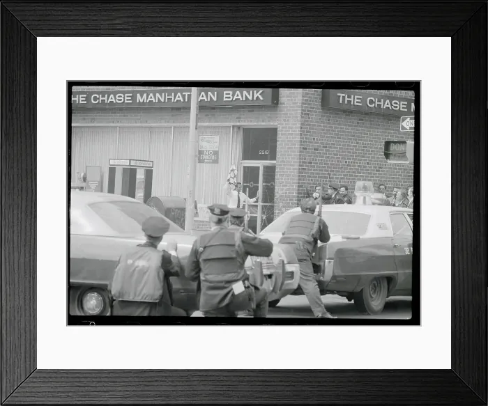 Framed Print : Hostage Leaving a Bank Framed Print : Hostage Leaving a Bank