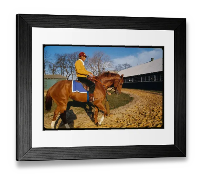 Framed Print : Secretariat Being Ridden on Track