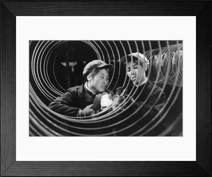 Framed Print : Workers Inspecting Wire at Steelmill Framed Print : Workers Inspecting Wire at Steelmill