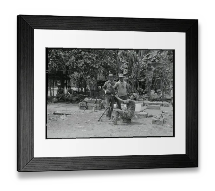 Framed Print : Cambodian Troops Firing Mortar Framed Print : Cambodian Troops Firing Mortar