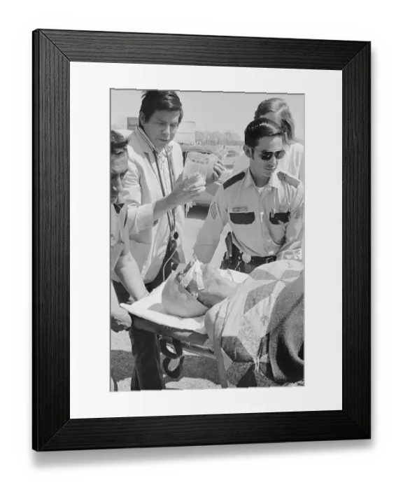 Framed Print : Man Shot During Wounded Knee Occupation Framed Print : Man Shot During Wounded Knee Occupation