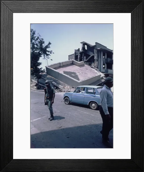 Framed Print : Earthquake damaged buildings Framed Print : Earthquake damaged buildings