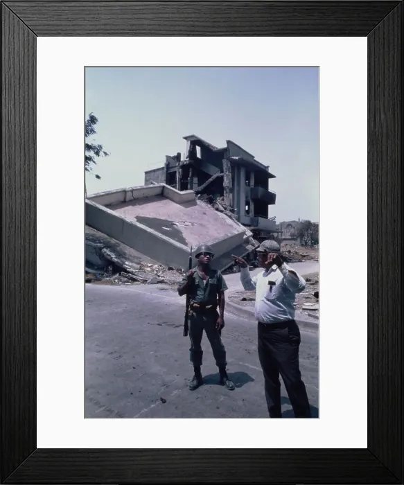 Framed Print : Earthquake damaged buildings Framed Print : Earthquake damaged buildings