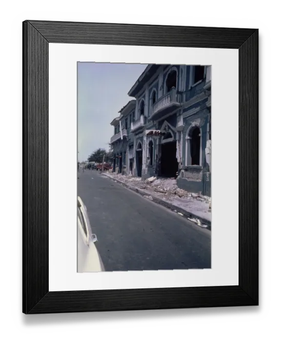 Framed Print : Earthquake damaged buildings Framed Print : Earthquake damaged buildings