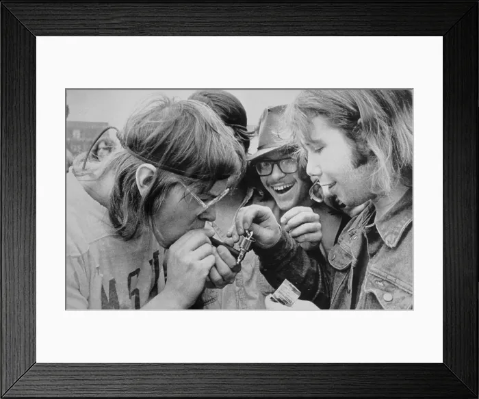 Framed Print : Three Men Lighting Marijuana Pipe Framed Print : Three Men Lighting Marijuana Pipe