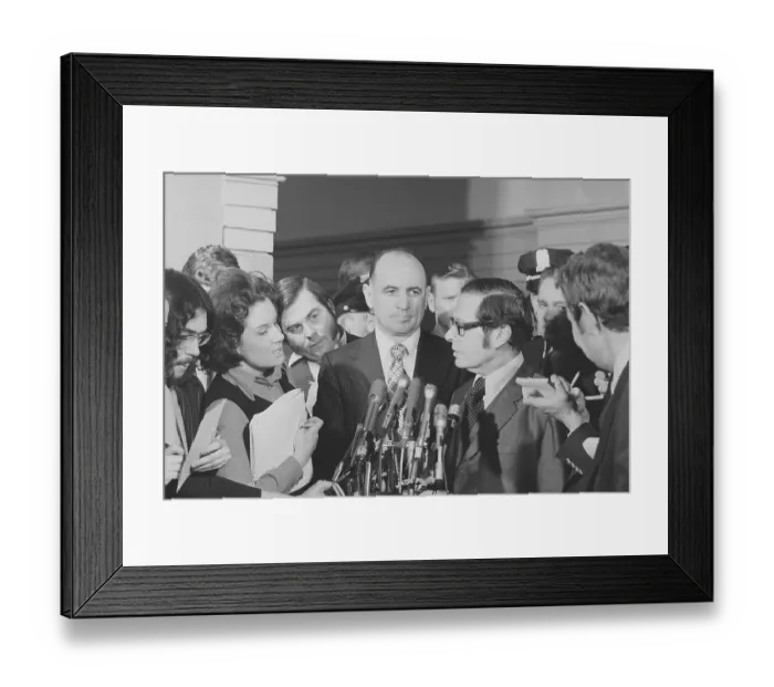 Framed Print : Newsmen Surrounding James McCord and Attorney