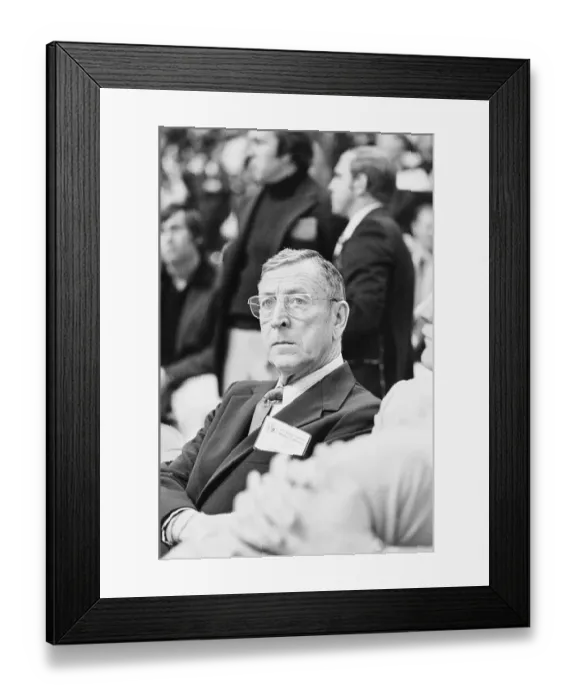 Framed Print : John Wooden Watching Basketball Game Framed Print : John Wooden Watching Basketball Game