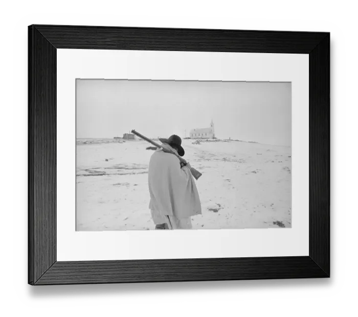 Framed Print : Indian Protecting His Face from Cold and Identity