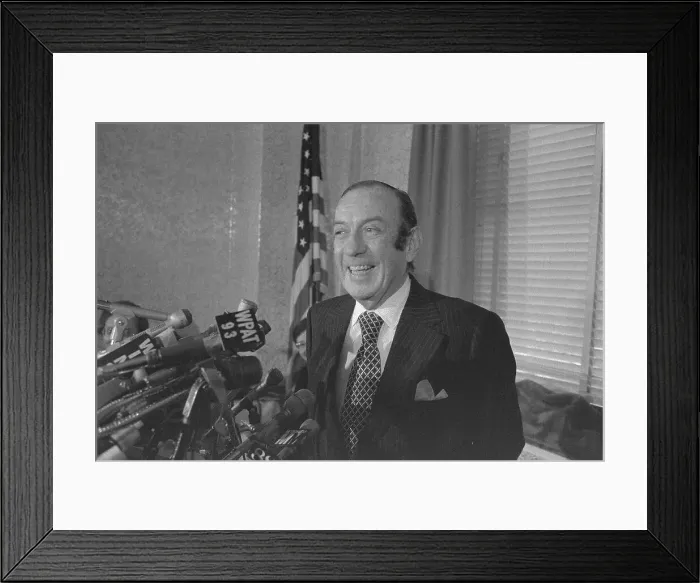 Framed Print : Robert Wagner Speaking at a Press Conference