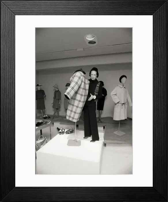 Framed Print : Diana Vreeland Display a One Seam Coat Framed Print : Diana Vreeland Display a One Seam Coat
