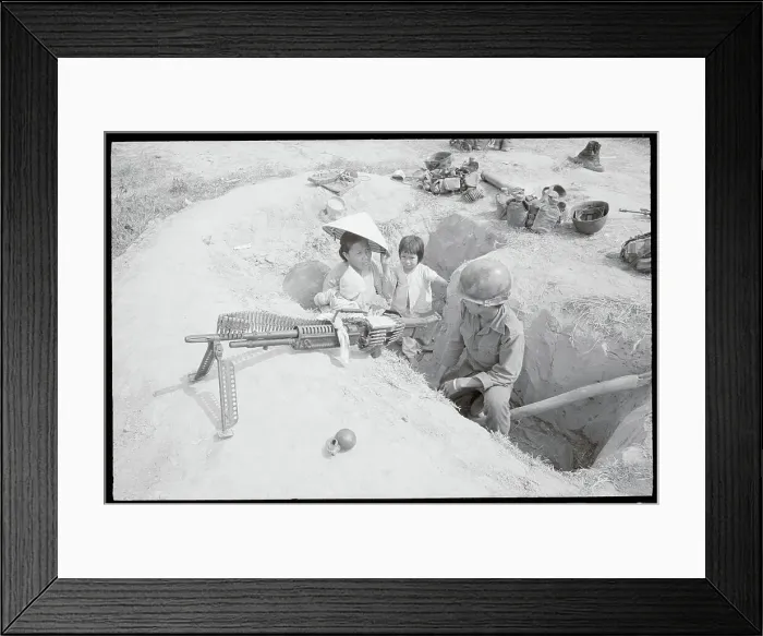 Framed Print : Family Visiting Father in Trench Framed Print : Family Visiting Father in Trench