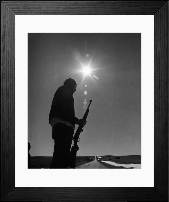 Framed Print : Indian Militant Guarding Roadblock Framed Print : Indian Militant Guarding Roadblock