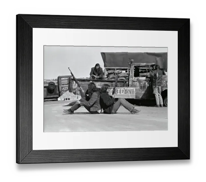 Framed Print : Armed Native Americans Man Roadblock