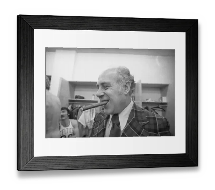 Framed Print : Celtic Coach Red Auerbach Smoking a Cigar Framed Print : Celtic Coach Red Auerbach Smoking a Cigar