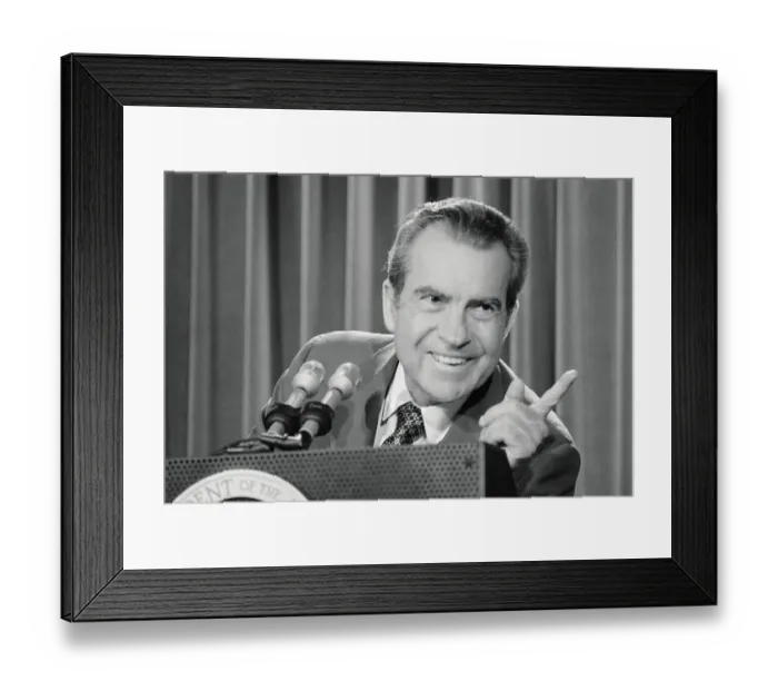 Framed Print : Richard Nixon Pointing and Smiling Framed Print : Richard Nixon Pointing and Smiling
