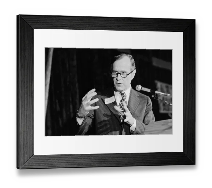 Framed Print : George Bush Looks at Hands During Speech Framed Print : George Bush Looks at Hands During Speech