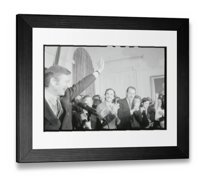 Framed Print : John Lindsay Waving to Newsmen Framed Print : John Lindsay Waving to Newsmen