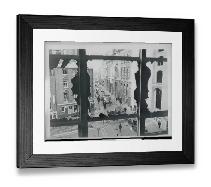 Framed Print : Street View Through Shattered Window Framed Print : Street View Through Shattered Window