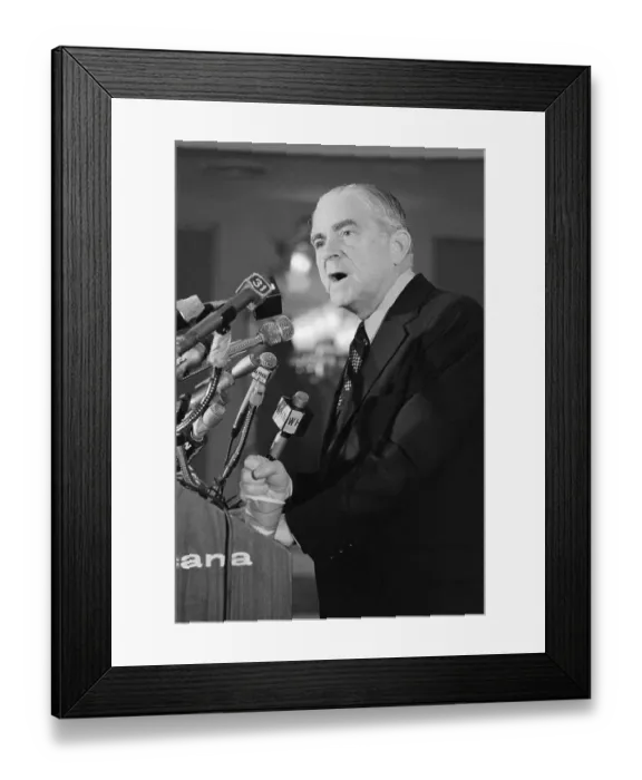 Framed Print : Abraham Beame Speaking at a News Conference Framed Print : Abraham Beame Speaking at a News Conference