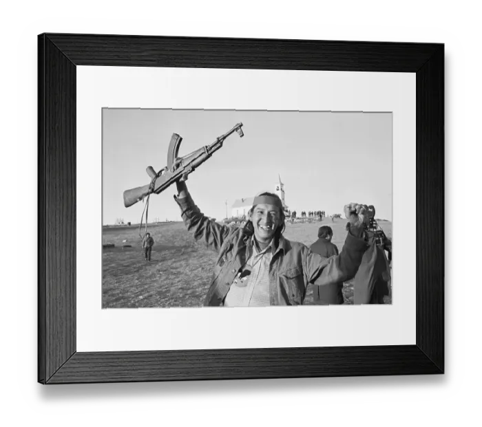Framed Print : Native American Soldier Waving Gun Framed Print : Native American Soldier Waving Gun