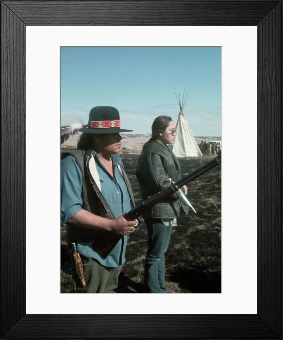 Framed Print : Indians on Guard at Wounded Knee Framed Print : Indians on Guard at Wounded Knee