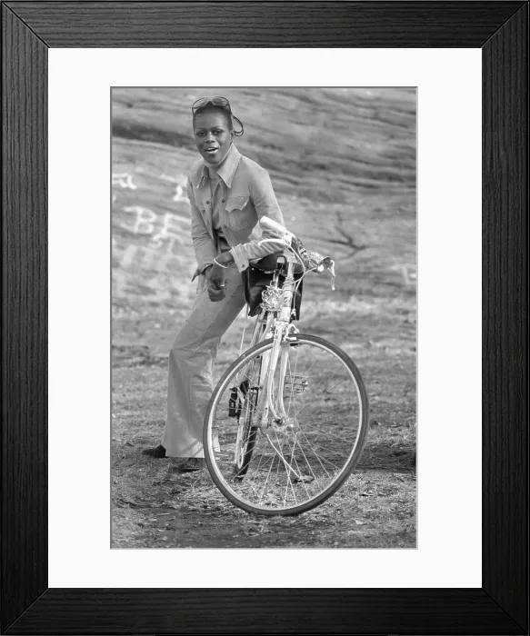 Framed Print : Actress Cicely Tyson Seated on a Bicycle Framed Print : Actress Cicely Tyson Seated on a Bicycle