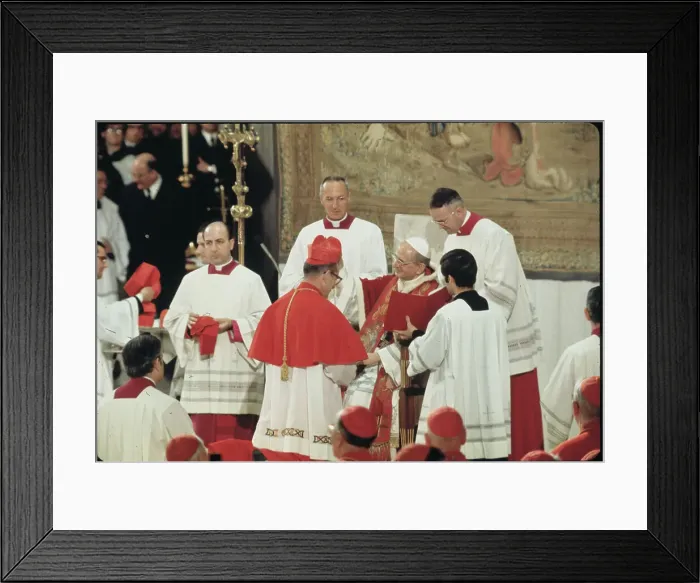 Framed Print : Timothy Cardinal Manning Receiving Beretta