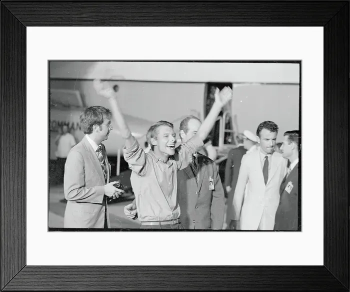 Framed Print : Bernhard Diehl Waving to Crowd Framed Print : Bernhard Diehl Waving to Crowd