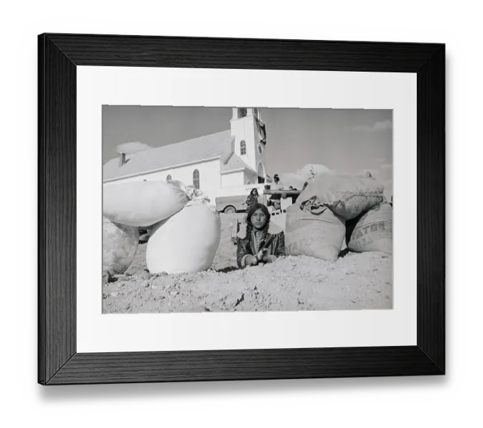 Framed Print : Indian Standing Guard Outside Church Framed Print : Indian Standing Guard Outside Church