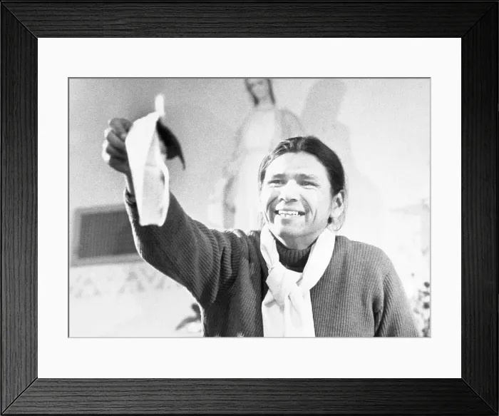 Framed Print : Dennis Banks Burns a Government Proposal Framed Print : Dennis Banks Burns a Government Proposal