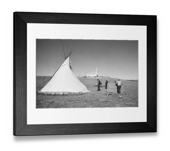 Framed Print : White Church In Background Of Teepee Framed Print : White Church In Background Of Teepee