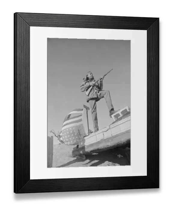 Framed Print : Native American with Gun at Wounded Knee Framed Print : Native American with Gun at Wounded Knee