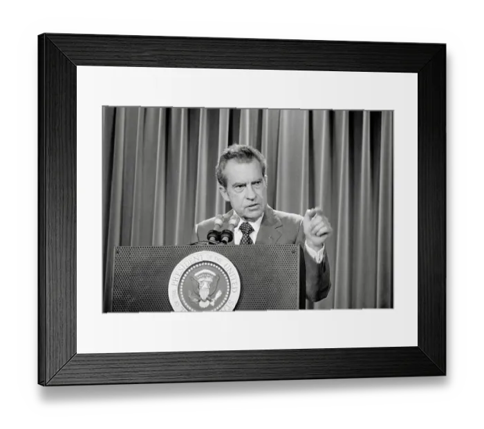 Framed Print : Richard Nixon Making an Announcement Framed Print : Richard Nixon Making an Announcement