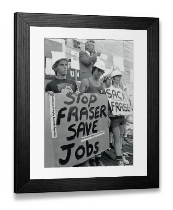Framed Print : Australian Workers with Protest Signs