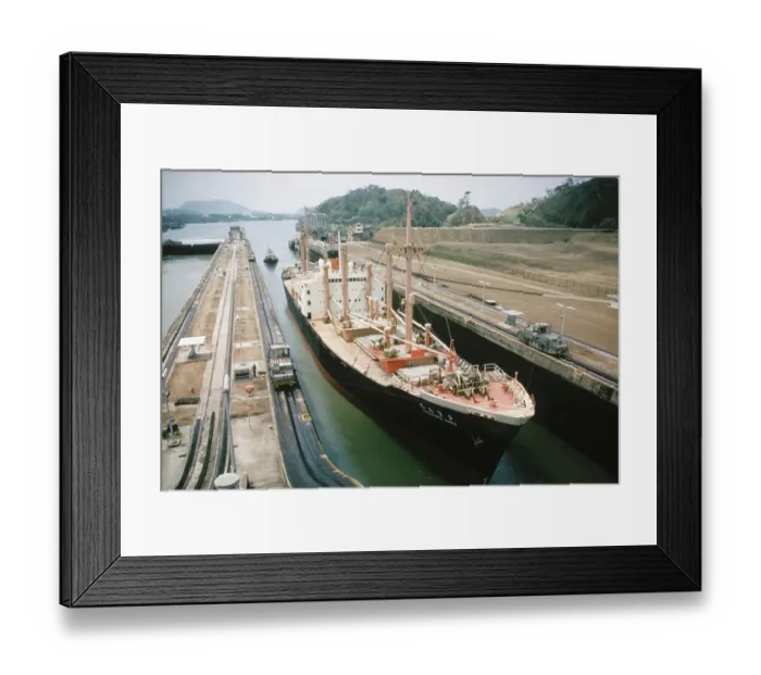 Framed Print : Ship Passing Through Locks Framed Print : Ship Passing Through Locks