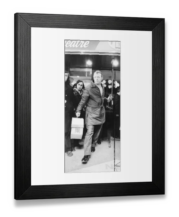 Framed Print : Theater Owner Holding Film Bin Framed Print : Theater Owner Holding Film Bin