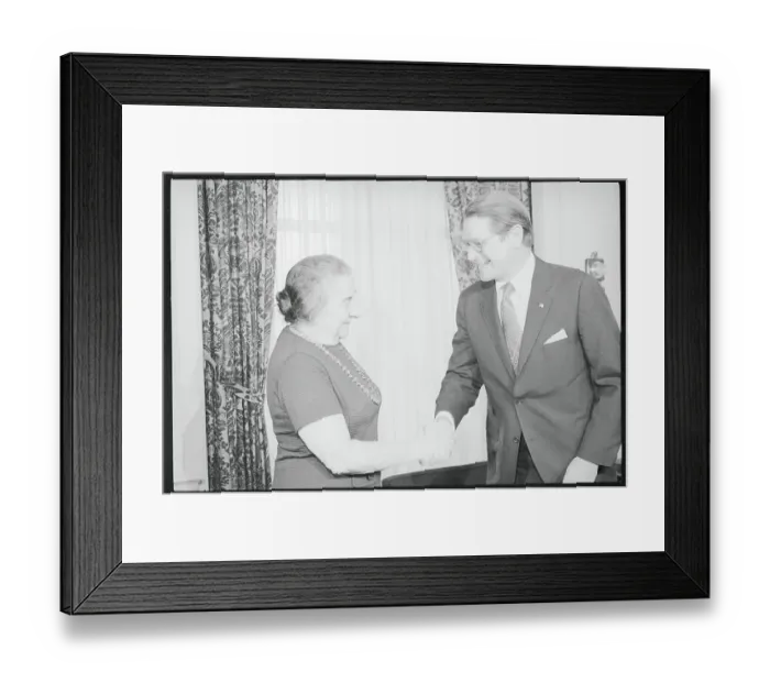 Framed Print : Golda Meir Shaking Hands with Elliot Richardson Framed Print : Golda Meir Shaking Hands with Elliot Richardson
