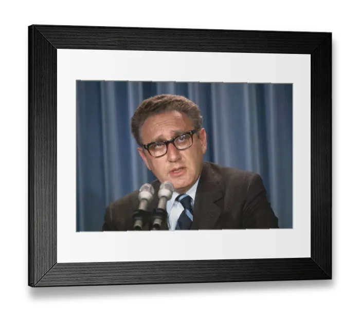 Framed Print : Henry Kissinger Addressing Newsmen Framed Print : Henry Kissinger Addressing Newsmen