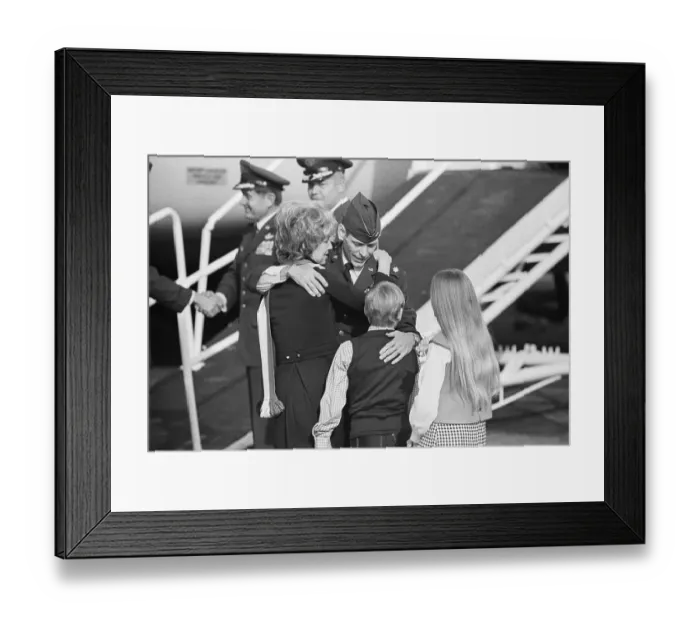 Framed Print : USAF Major Reuniting with Family Framed Print : USAF Major Reuniting with Family