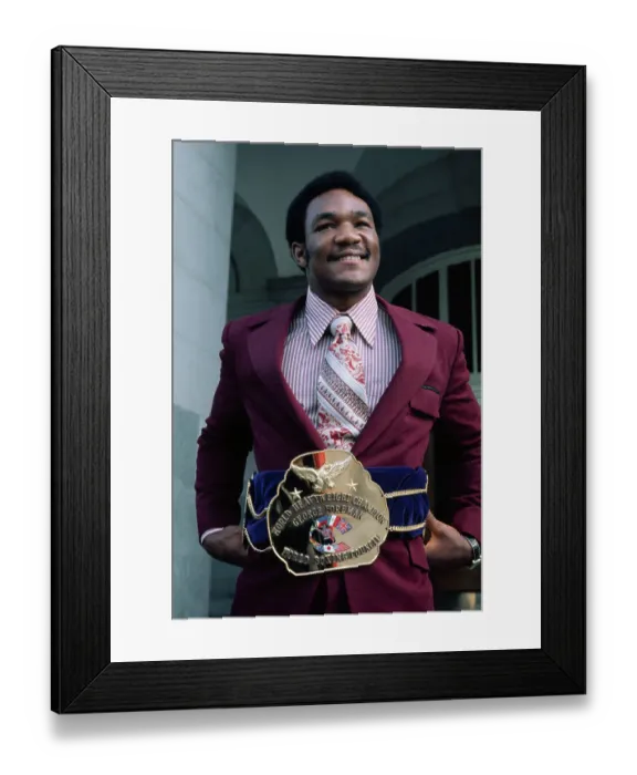 Framed Print : George Foreman Holding Belt Framed Print : George Foreman Holding Belt