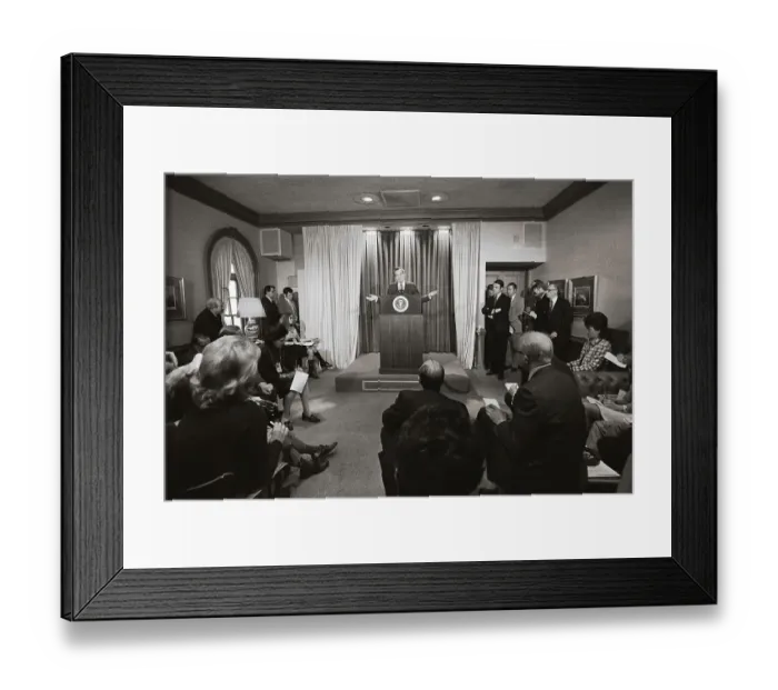 Framed Print : Richard Nixon Speaking at News Conference Framed Print : Richard Nixon Speaking at News Conference