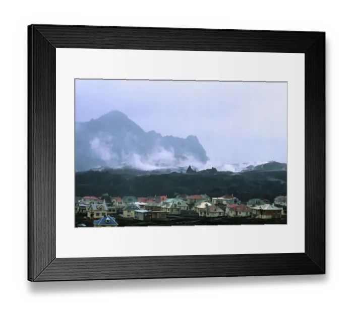 Framed Print : Volcano Smouldering Smoke Framed Print : Volcano Smouldering Smoke